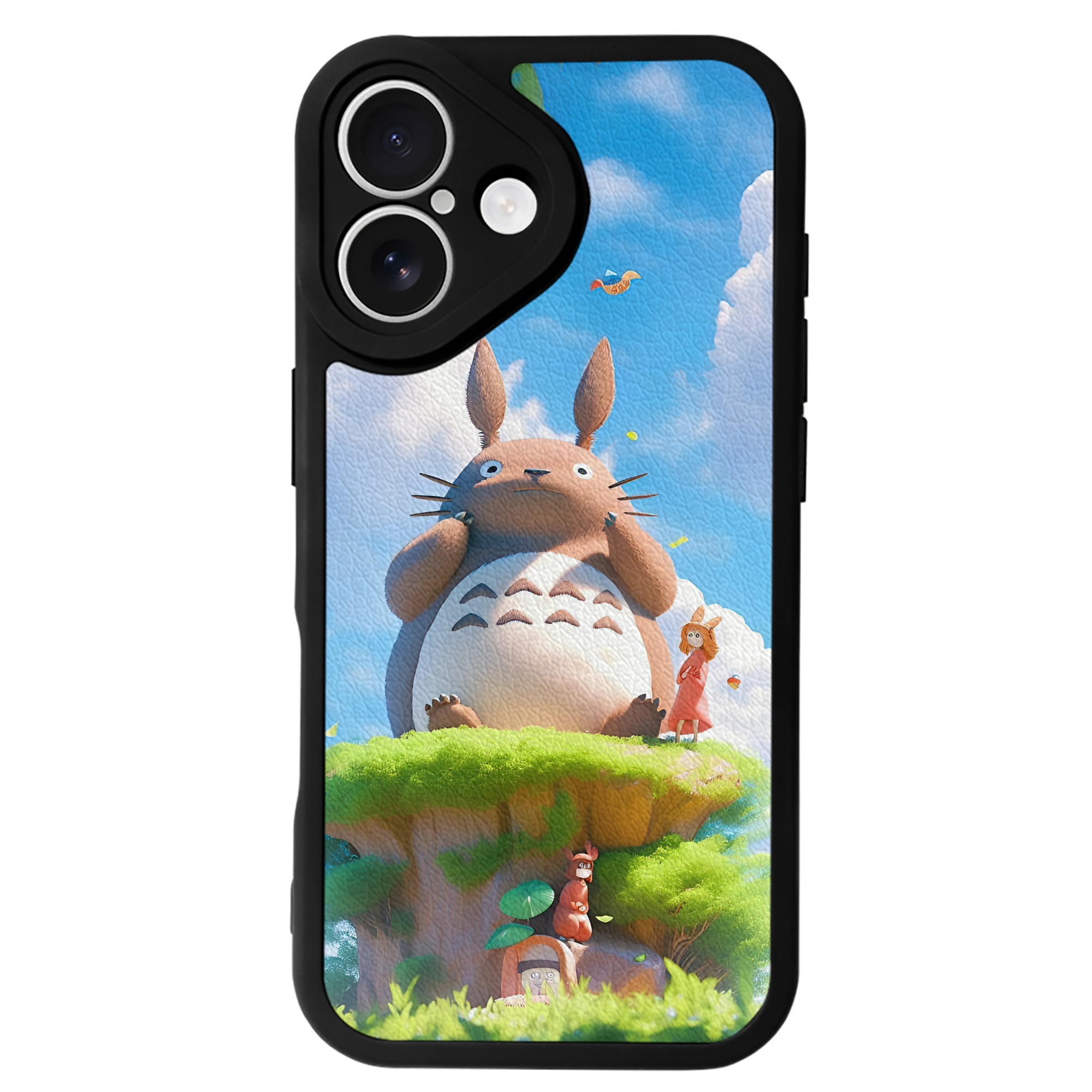 （画像用） となりのトトロ 草壁メイ 草壁サツキ My Neighbor Totoro Satsuki Kusakabe Mei Kusakabe 【iPhone 16シリーズ対応】シリコンスマホケース（レザー調） 材質：シリコン